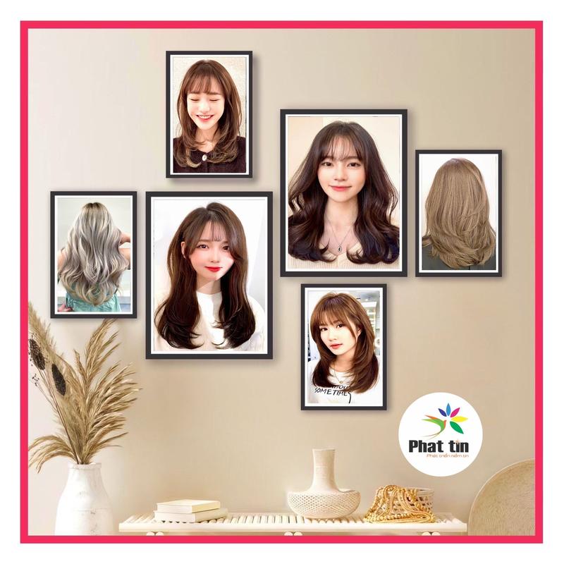 Tranh dán tường bộ 6 tấm Decor chủ đề salon tóc nam tóc nữ barber shop trang trí phong cách hiện đại chất liệu fomex nhẹ sẵn keo hai mặt sau tranh. Treo Tường Phòng Khách Decor Tường Decor Phòng Đồng