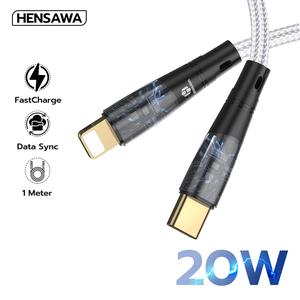 Hensawa สายชาร์จเร็ว PD 20w Type-C to L ip รุ่น US5089 สายไนลอน สีขาว 1 เมตร ทนทาน Fast Charge Cable & Sync ชาร์จไว
