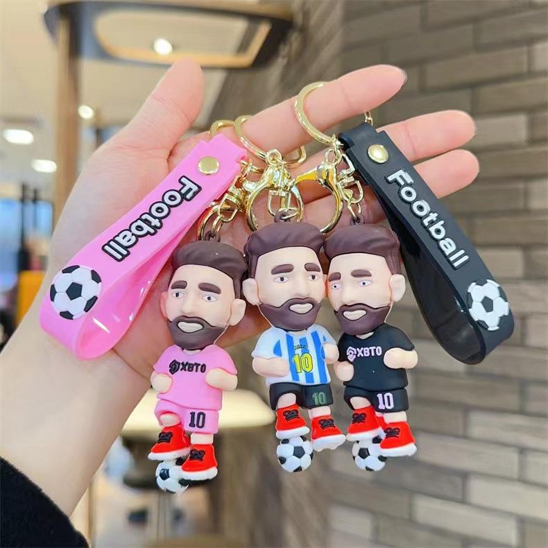 Product Introduction of No.10 football star keychain, cartoon Messi doll pendant, ornament bag, car keychain, gift 1