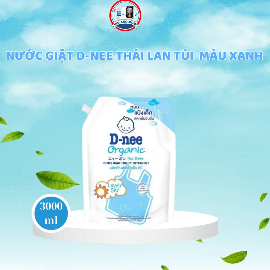 Nước giặt quần áo D-nee Organic Thái Lan túi 1400ml cho bé  (MÀU XANH DƯƠNG) nuoc  giat