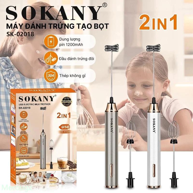 Gọn nhẹ Máy Đánh Bọt Cà Phê, Đánh Trứng Mini SOKANY SK-02018 Cầm Tay Không Dây,…