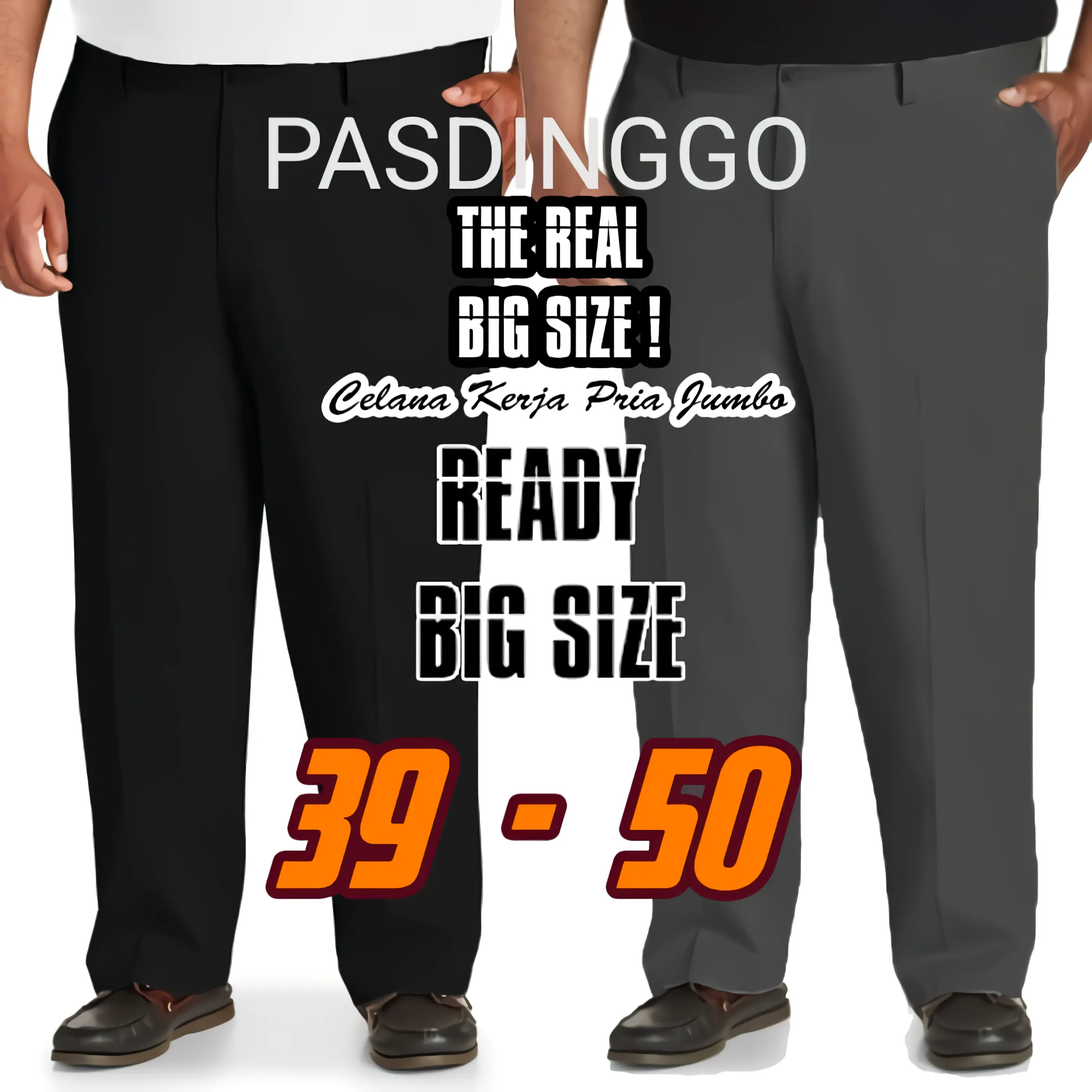 CELANA SLIMFIT JUMBO | 39-44 | CELANA KANTOR FORMAL BIG SIZE Hitam Katun Muda Katun Muda Panjang Tebal Pria Kerja