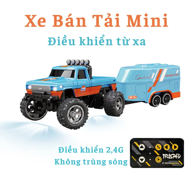 Xe Bán Tải Địa Hình Mini Tỉ Lệ 1:64, Không Bị Trùng Sóng, Có Giảm Sóc 4 Bánh, Khung Vỏ Hợp Kim Chắc Chắn, Có Đèn Trước Đèn Sau Đèn Gầm Với 3 Nấc Tốc Độ, Leo Dốc Cực Khỏe 0