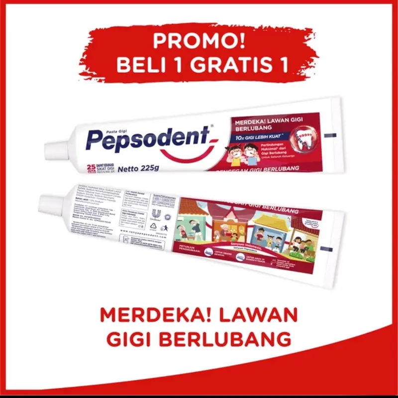 2pcs Pepsodent Whitening Jumbo 225gr isi 2 (4 x 225gr) Pembersihan Pelindung Gusi dan Mulut 3