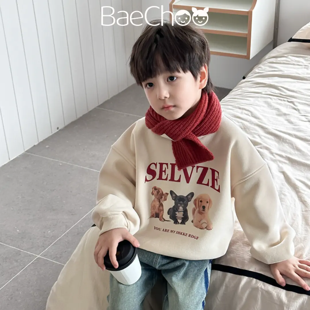 Áo nỉ lót lông cừu mùa thu đông Baechoo cho bé trai và bé gái từ 1 đến 7 tuổi (9 - 25 kg) mềm và ấm áp