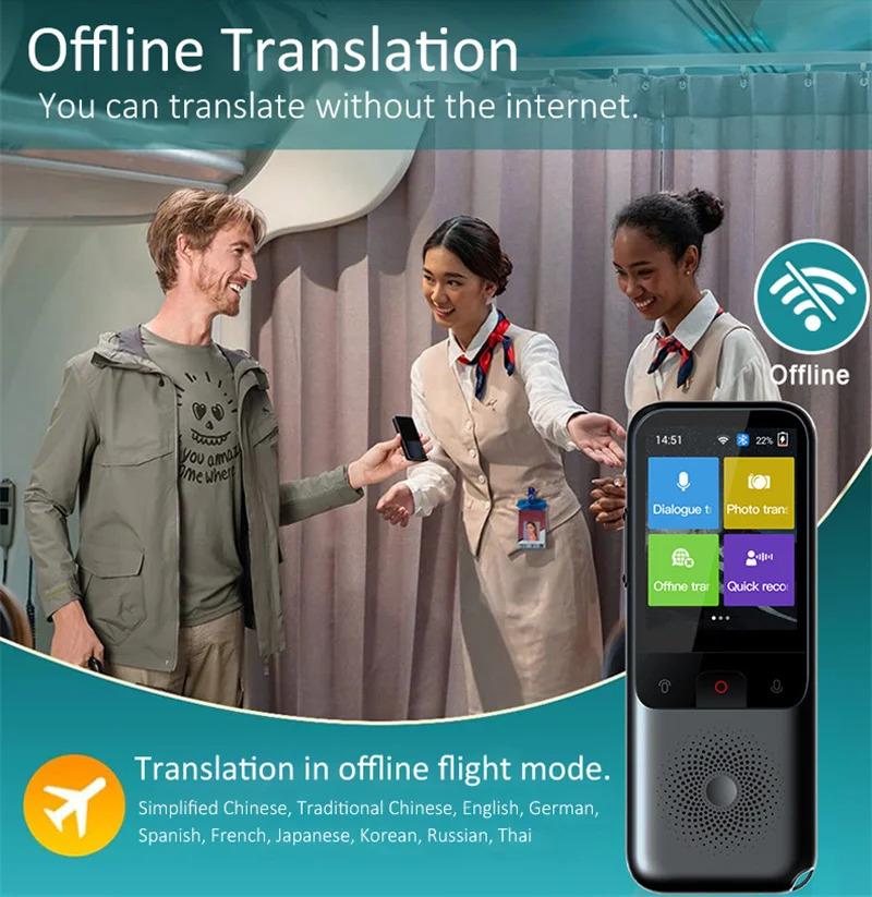 Product Introduction of Portable Intelligent Voice Translator, Interactive Real-Speech, Offline Translation Machine, Business Travel, T11, 134 Languages 30
