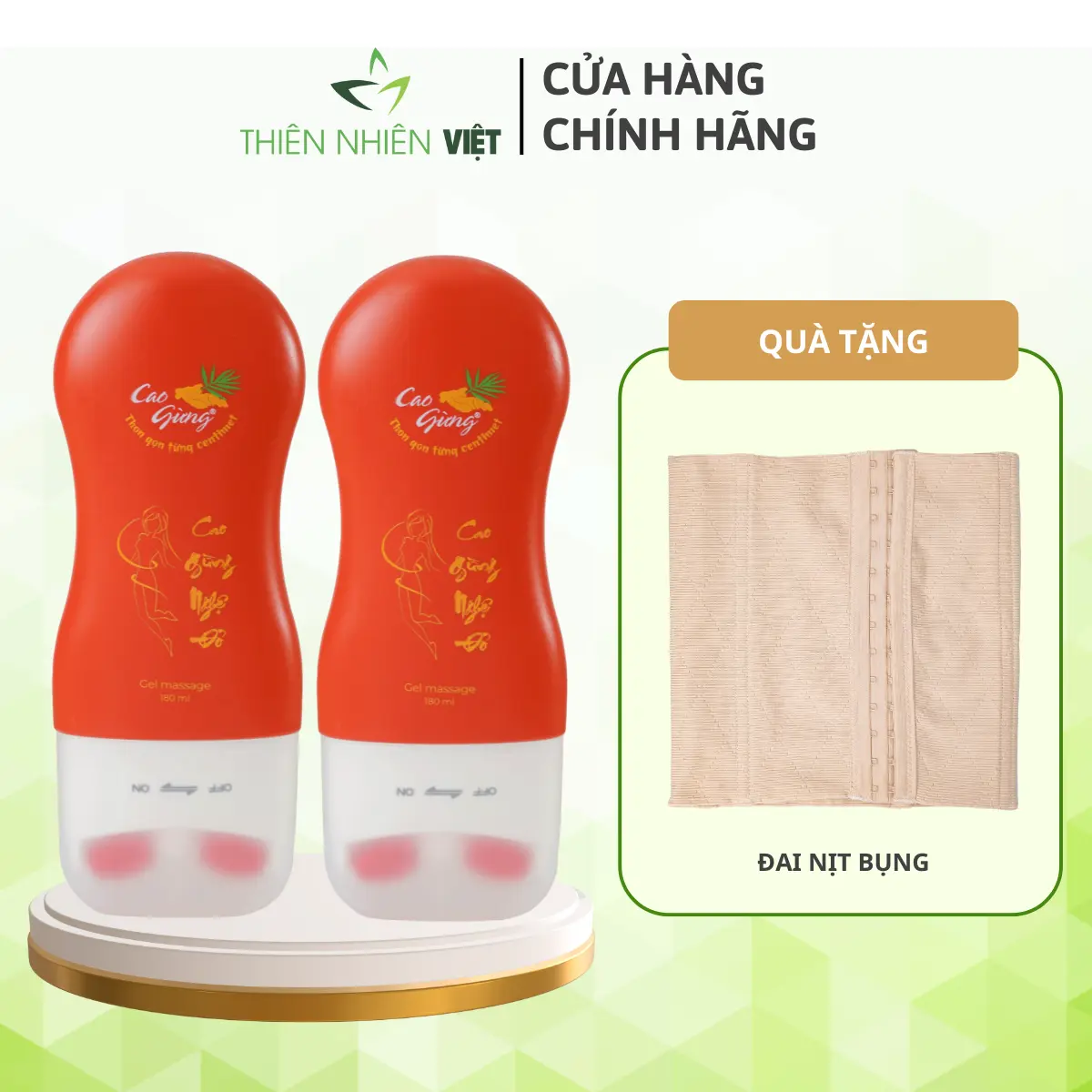 [Mua 2 Tặng 1] Combo 2 Thanh Lăn Cao Gừng Nghệ Đỏ Thiên Nhiên Việt Tặng 1 Đai Nịt Bụng Thiên Nhiên Việt