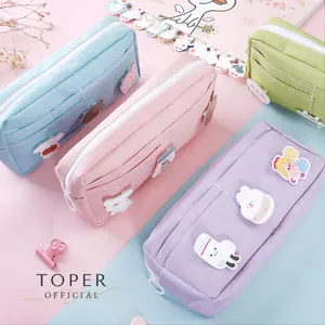 TOPER Kotak Tempat Pensil Pencil Case Kain Kanvas Canvas Lucu Kapastitas Besar FREE 1 Pin Bross Stationery