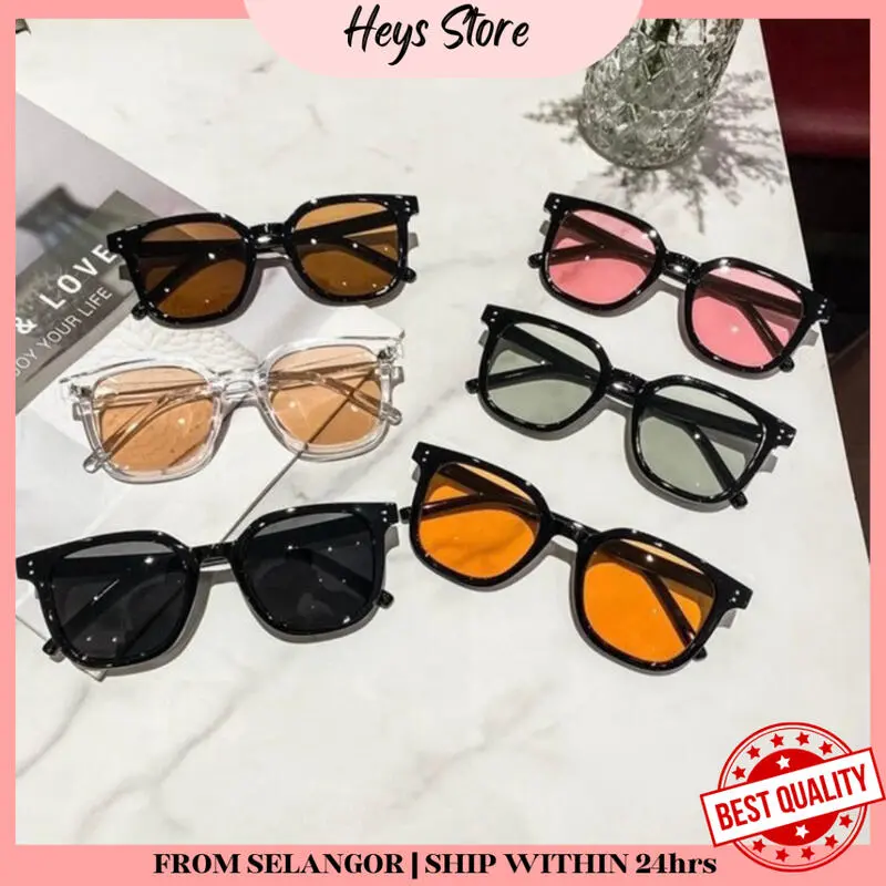 Heys Fashion Korean Square Brown Retro Sunglasses Men's and Women's Glasses Cermin Mata Hitam UD