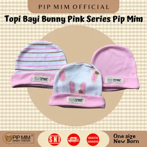 Pip Mim Baby - 3 Pcs Topi Bayi Newborn BUNNY PINK Series / Bayi Perempuan Laki-Laki Ber SNI