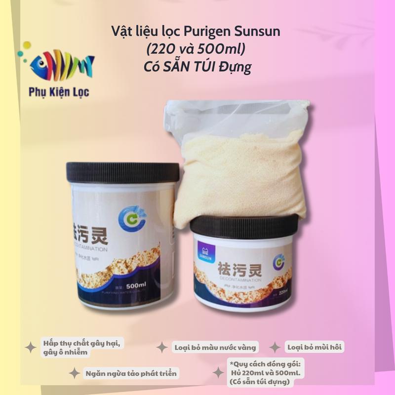 Vật liệu lọc purigen sunsun 220ml=130g và 500ml=260g Có SẲN TÚI Đựng
