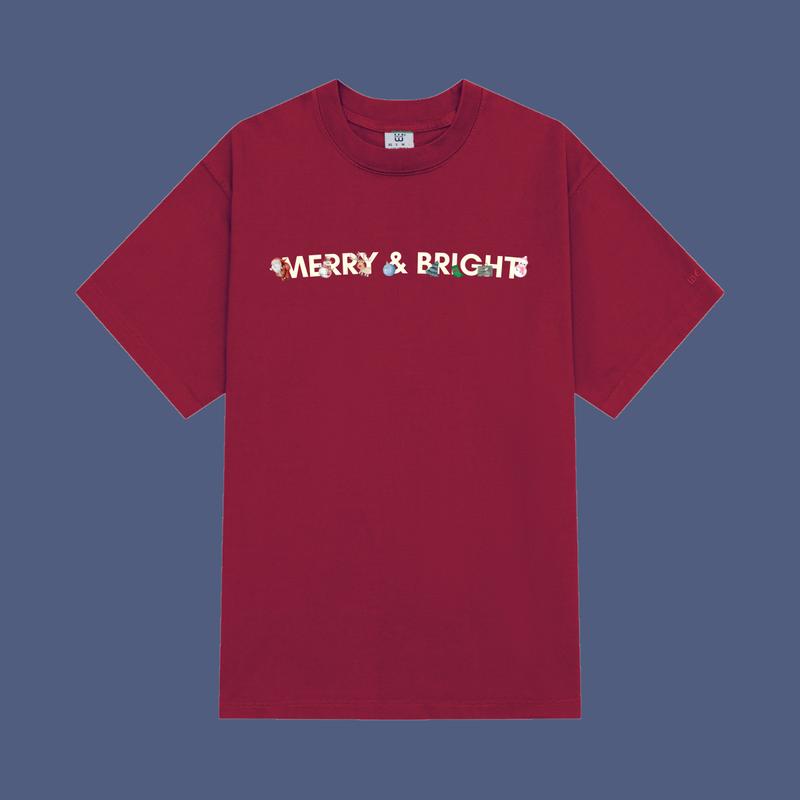 Áo phông WEINS, mẫu Merry & Bright, áo thun form rộng , cổ tròn basic, vải Cotton thấm hút chất lượng cao cho nam, nữ dịp Giáng Sinh Menswear