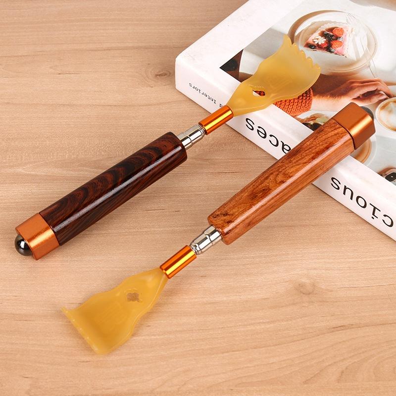 Cây Gãi Lưng Mát Xa 2in1 Có thể Tùy Chỉnh Độ Dài, Gậy Gãi Lưng Sừng Bò Rút Gọn Đa Năng (BTKTT)