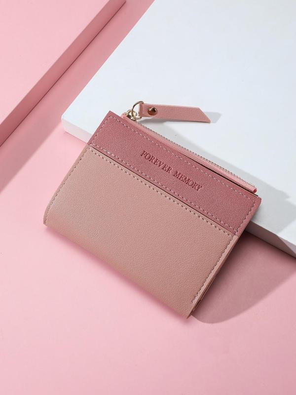 Minimalist Solid Color Short Bifold Wallet for Women, Casual Zipper Design PU Leather Wallet with Multi Card Slots, All-match Card Holder for Women & Girls, Valentine's Day, Gift 3