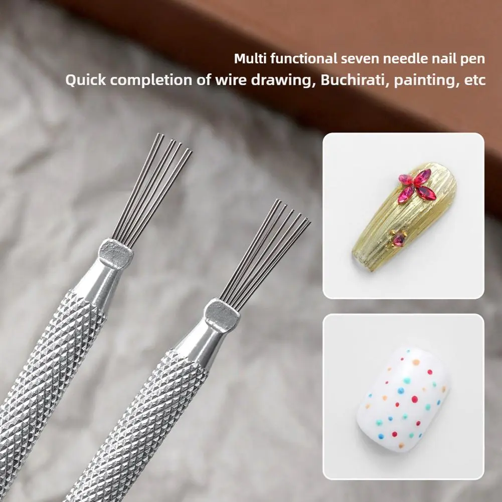Professional 7 Pin Stripe Nail Art Liner Brush 3D Tips Ultra Thin Line Drawing Pen UV Gel Brushes Manicure Nail Painting Tools