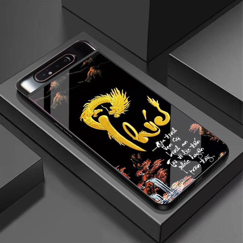 Ốp Lưng cho SAMSUNG GALAXY A80 Mặt kính cao cấp, sáng đẹp, Chữ thư pháp