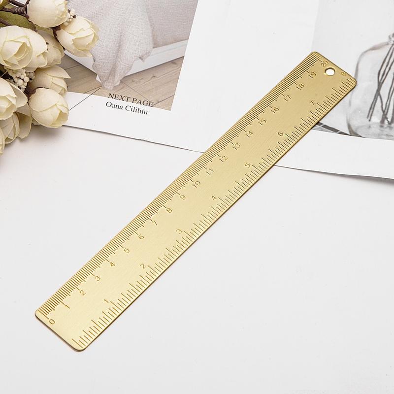 Product Introduction of 20cm/7.9'' Metal Ruler Brass Straight Ruler Drawing Cutting Non Skid Back 37