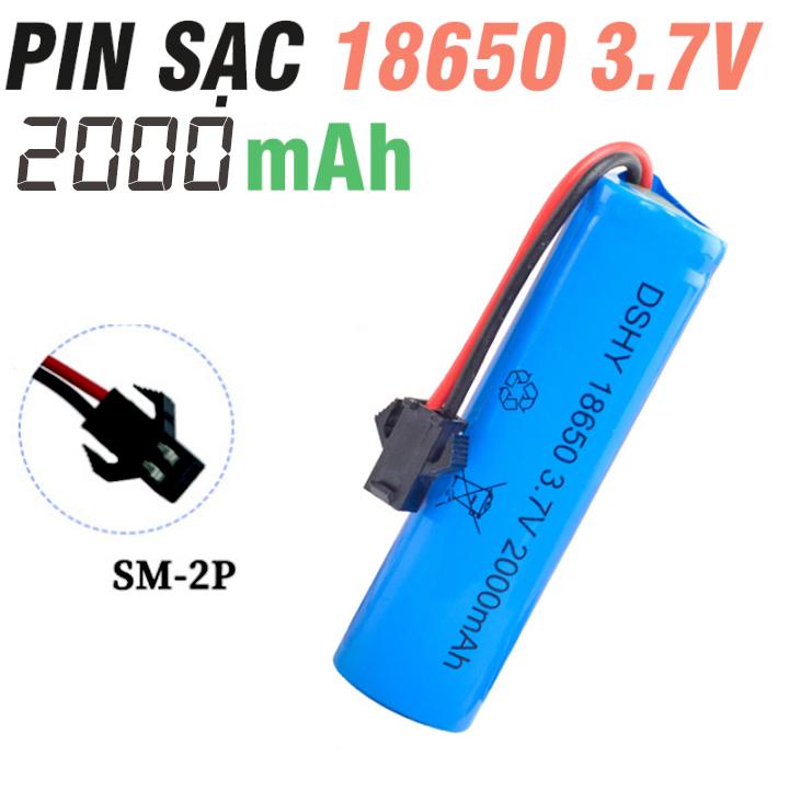 Pin sac dành cho xe điều khiển từ xa 3,7v - 2000 mah - jack sm-2p 1 chiếc Đồ Chơi