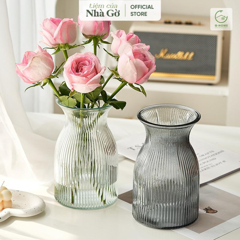 Bình Hoa Thủy Tinh Đế Bằng Nhà Gờ Cắm Hoa Trang Trí để bàn Decor Phòng Khách BTT23 M25 + Tặng Kèm Gói Dưỡng Hoa Tươi 