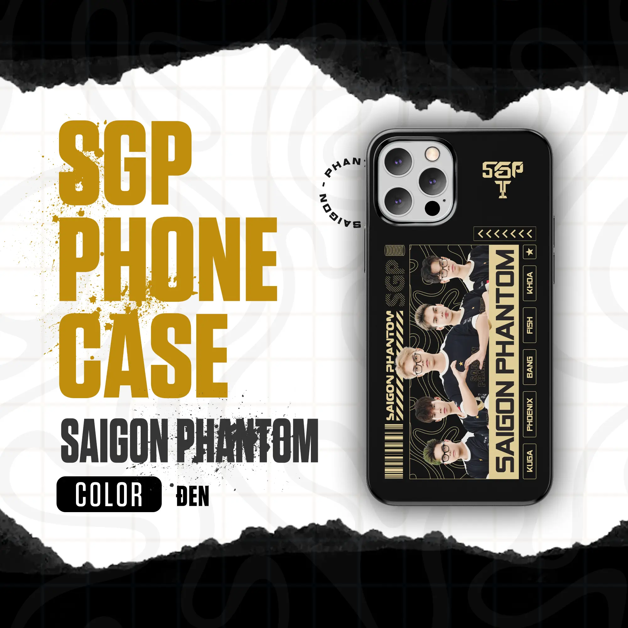Ốp lưng Saigon Phantom màu đen in hình đội tuyển