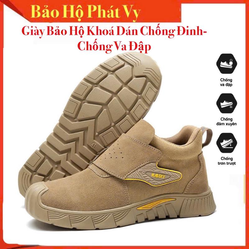 Giày Bảo Hộ Khóa Dán Tiện Lợi SAFEGO MS603 Chống Tia Lửa Hàn,Chống Đinh- Va Đập,Chống Trơn Bằng Da Bò Lộn Cao Cấp-Tặng Lót Giày
