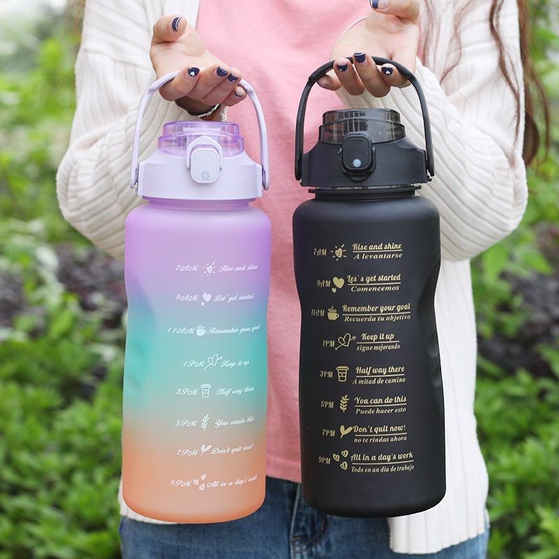 Product Introduction of 900-2000ml 3pcs Set with Time Graduated Space Cup Gradient Water Cup High Capacity Plastic Cups Portable Outdoor Travel Gym Bottles 24