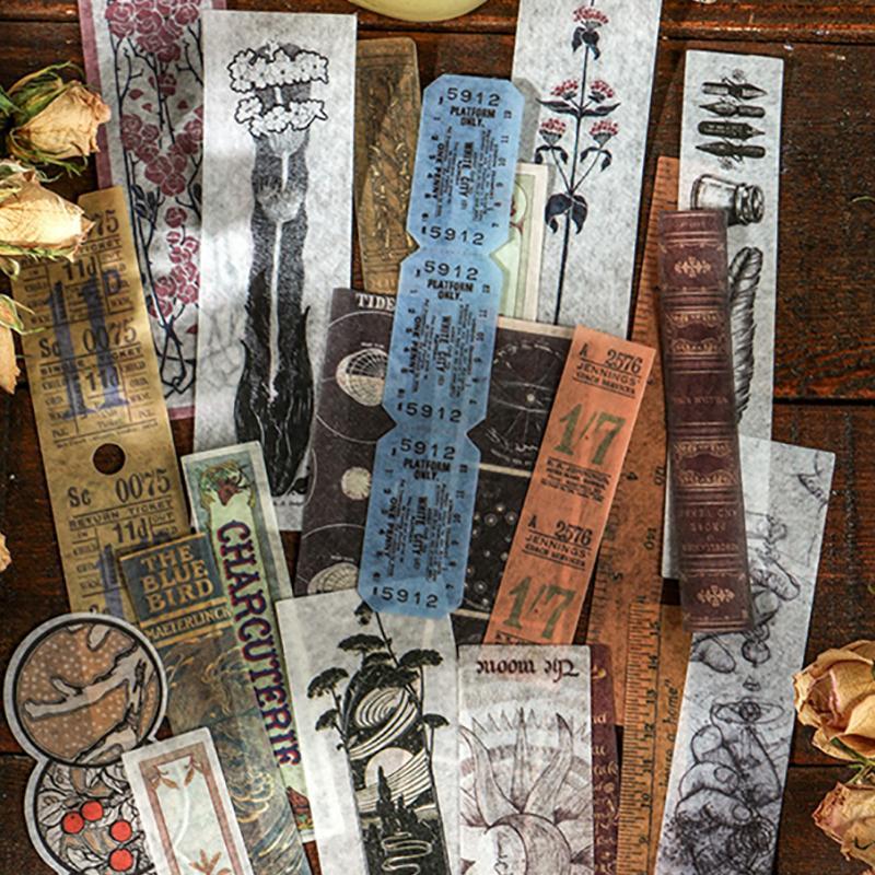 Vintage Washi Sticker, 40 Sheets/set Antique Decals for Scrapbooking & Stamping, DIY Aesthetic Stickers for for Journaling Supplies, Gift Wrapping, Photo Albums Cards Diy Projects 4