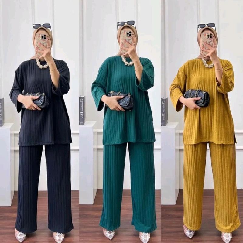 One Set Hornet Knit Premium Setelan Baju dan Celana Wanita Two Piece Set Model Terbaru 7