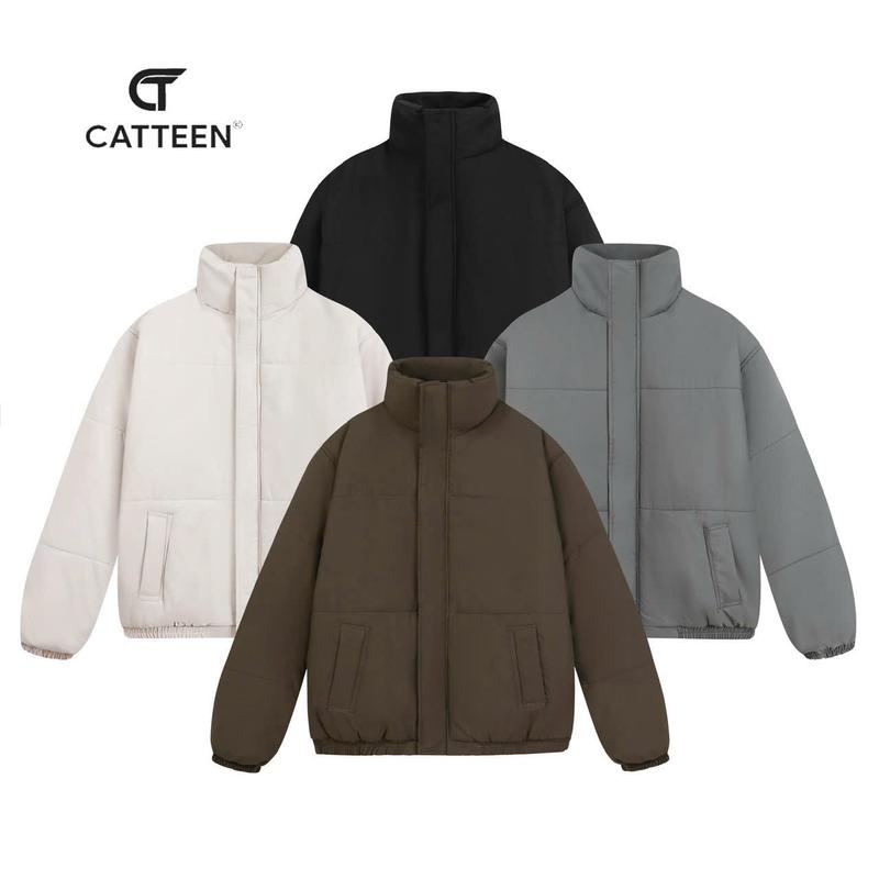 (GIẶT KHÔNG DỒN BÔNG) Áo Khoác Phao Unisex trần bông có túi hai bên Nam MMenswear