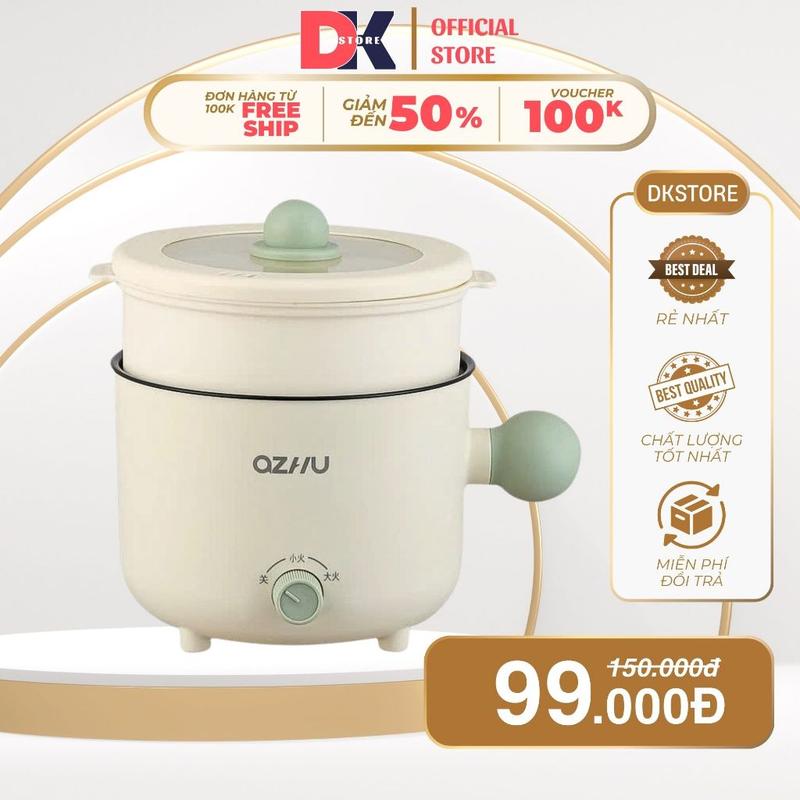 Nồi Lẩu Điện OZHU 18cm 2 Nấc Nhiệt Kèm Giá Hấp Có Tay Cầm Tiện Dụng, Nồi Lẩu…
