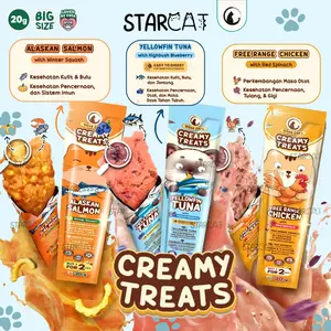 SC Olive Care Creamy Treats 16gr Snack Cemilan Kucing Daging Ayam Chicken Alaskan Salmon Asli Red Spinach Winter Squash