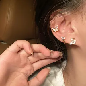 Liui   Klip Telinga Kupu-kupu Tanpa Tindik Wanita Musim Panas Klip Tulang Telinga Mewah Anting Temperamen Earrings
