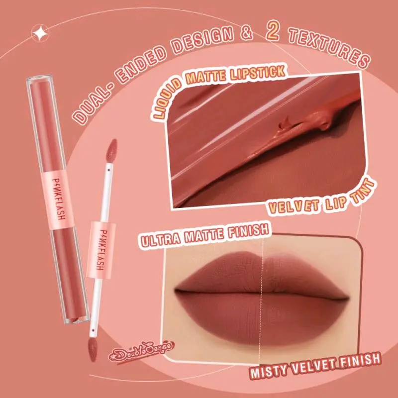 pinkflash lip cream double sense 2in1 duo lipstick velvet 2