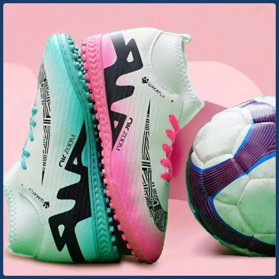 Giày Bóng đá WakaFly Đệm EVA  Cổ Thun Sport Sneaker Cao Su Tập Thể Dục Đá Banh