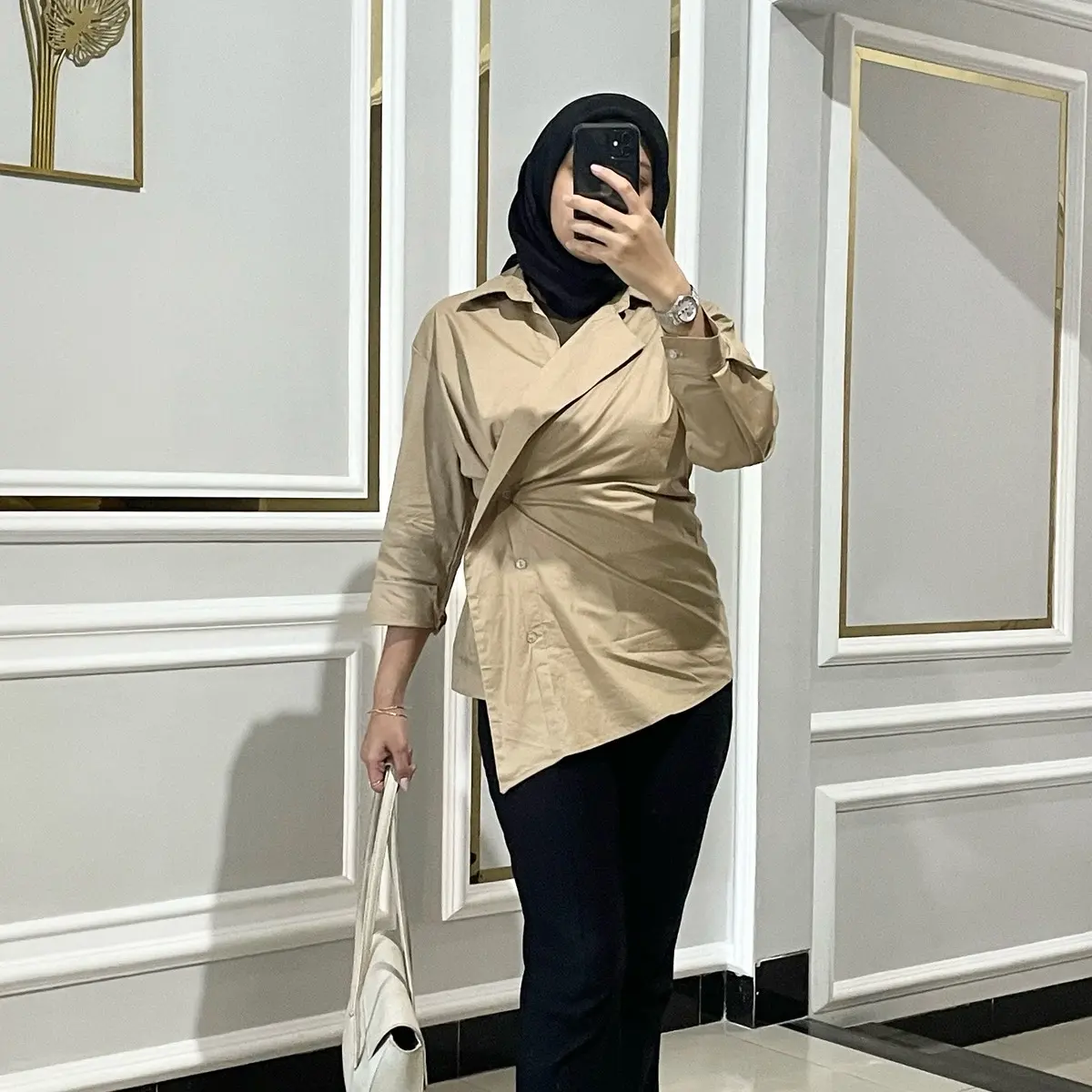 No Eul / Atasan wanita bisa kancing samping cotton poplin premium