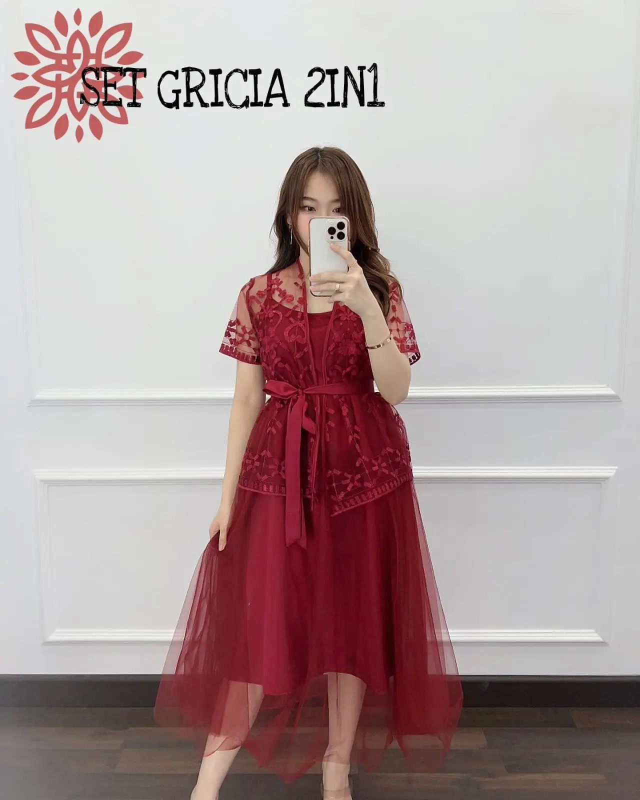 [PROMO] DRESS GRICIA CARDI 2IN1 /SIZE M L XL / DRESS PESTA / DRESS KONDANGAN / DRESS NATAL/DRESS KOREAN STYLE / DRESS MIDI IMPORT ED Manis Kombinasi Mewah Tile Mutiara Tutu Casual Wanita