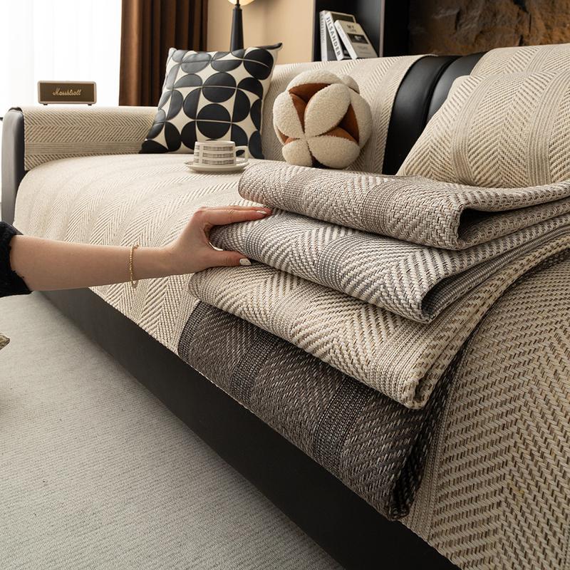 Product Introduction of Four season universal versatile simple modern solid color imitation linen anti slip high-end light luxury sofa cushion cover back towel 1
