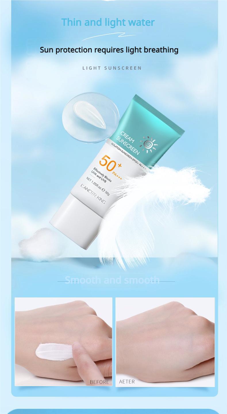 Product Introduction of Kem chống nắng Lancer King dưỡng ẩm tạo cảm giác không khí cao chống nắng không thấm nước và chống mồ hôi làm mới không nhờn cơ thể và khuôn mặt kem chống nắng hai trong một 14