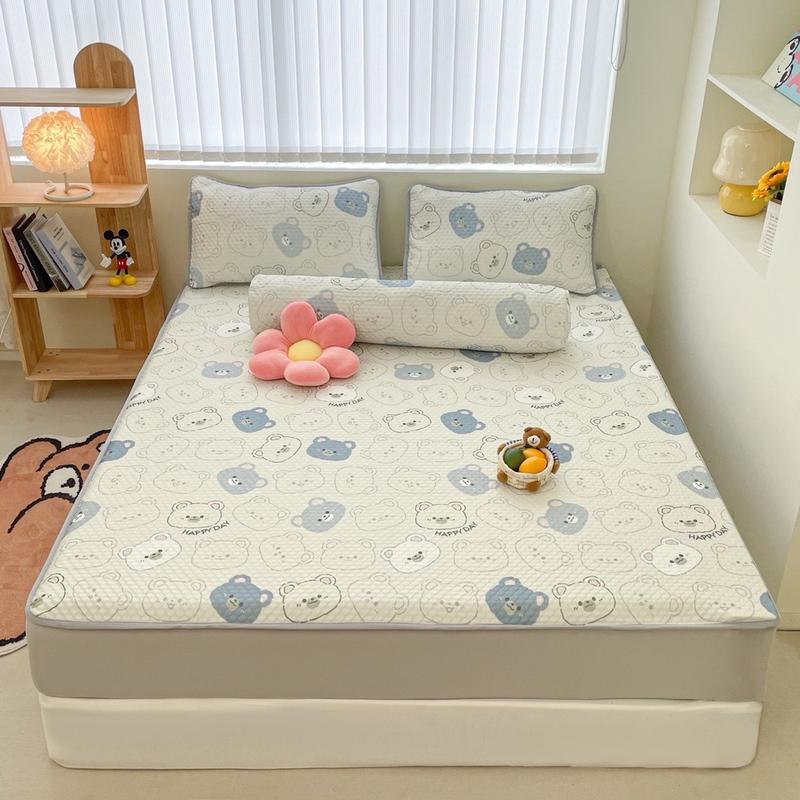 Set Chiếu Điều Hoà Cool Latex Bản Hoạ Tiết Shinbedding ga giường giặt máy đầu gấu trắng