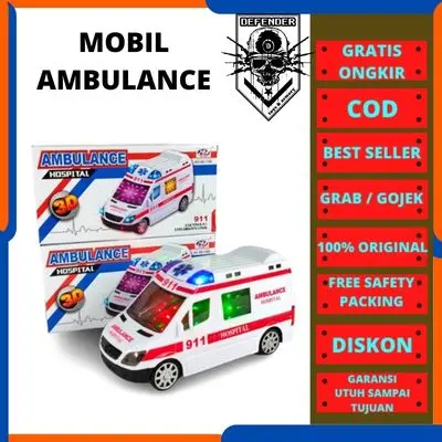 Mainan Anak Mobil Ambulance Hospital 911 Bump and Go / Mainan Mobil Ambulance Hospital 3D