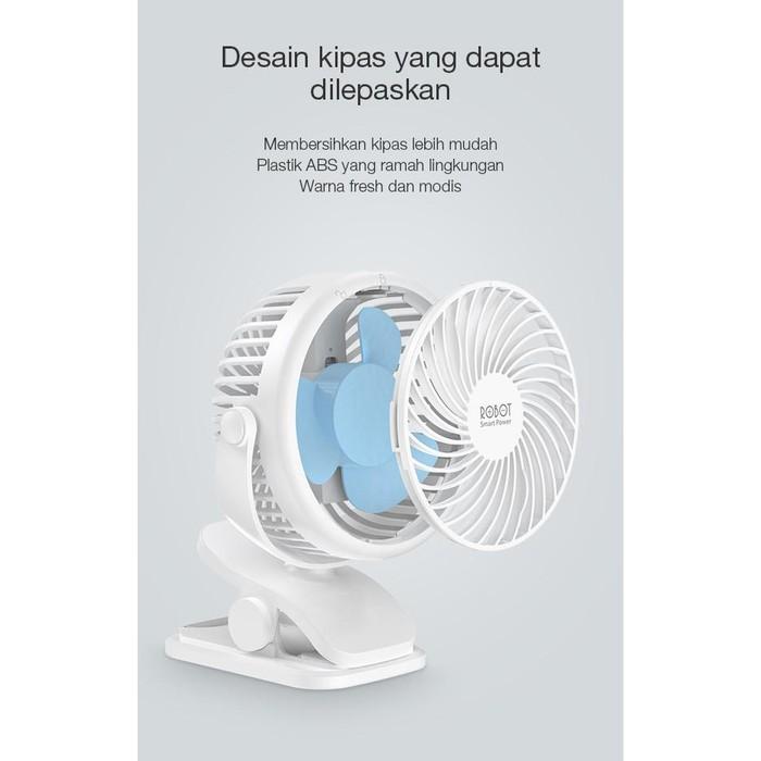 ROBOT KIPAS ANGIN MINI Robot RT-BF10 Kipas Angin Portable USB Mini Fan SUARA NGGAK BISING!! Putih 5