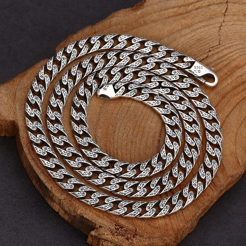  Dây chuyền bạc nam kiểu Cuban Thái mắt xích bản trung chắc chắn đơn giản sang trọng phối đồ dễ dàng Hadosa TSN547 