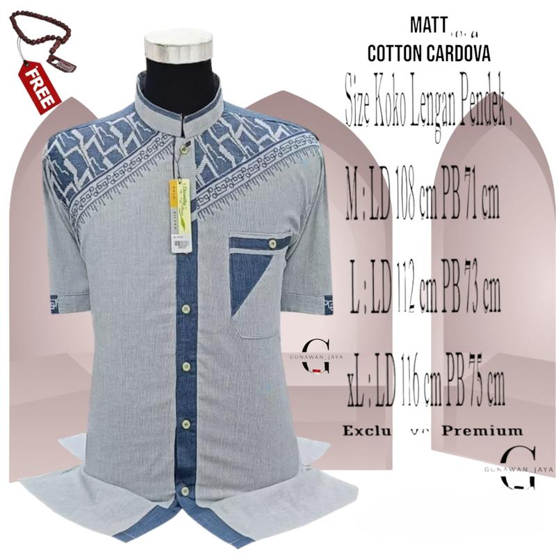 BAJU KOKO DEWASA LENGAN PENDEK LEBARAN 2025 Motif Bordir Kancing MUSLIM Pria 4