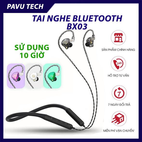 Tai Nghe Bluetooth Quàng Cổ BX03 Tai Nghe Nhét Tai Không Dây Đeo Cổ Thể Thao Chống Ồn Pin Cực Trâu 10 giờ
