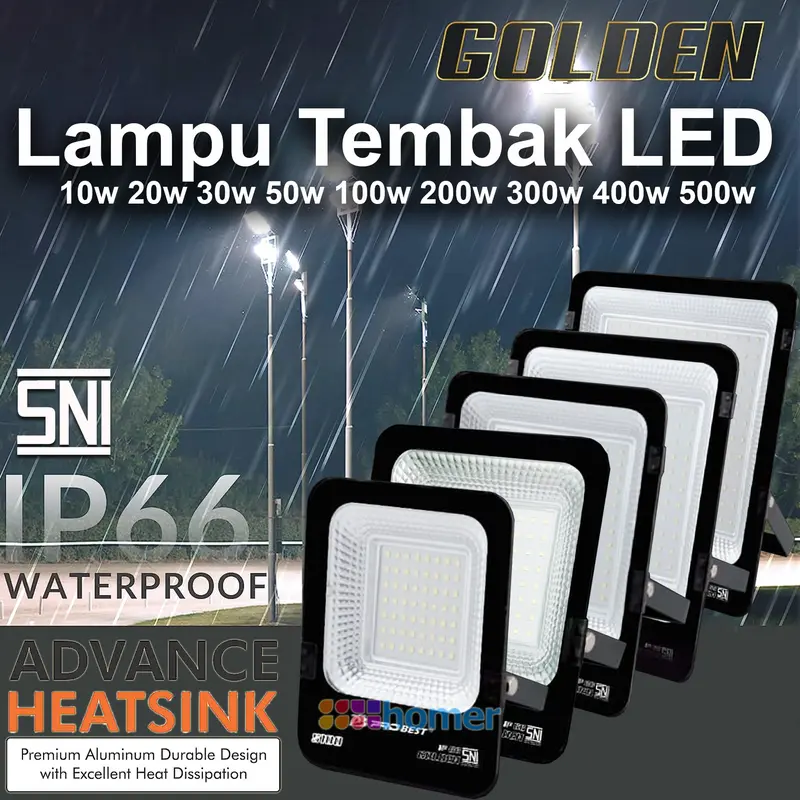 PROBEST Golden Lampu LED sorot Lampu tembak LED ip66 SNI waterproof 200w 200watt 200 w 200 watt Lampu sorot Lampu tembak LED tahan anti air hujan outdoor lapangan parkir jalan taman panggung dekorasi hias booth pameran super terang murah jarak jauh 2