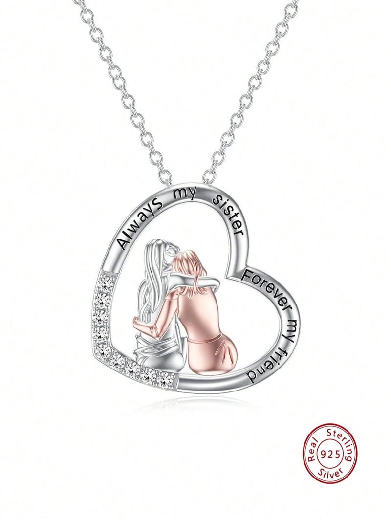 Product Introduction of S925 Sterling Silver Fashion Heart Design Pendant Necklace for Women, Artificial Zircon Decor Charm Necklace, Cute All-match Jewelry As Gift 0