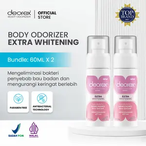 [Bundling 2pcs] Deorex Body Odorizer Extra Whitening Spray 60ml Pengganti Deodorant Antiperspirant Brightening Solusi Bau Badan dan Keringat Berlebih