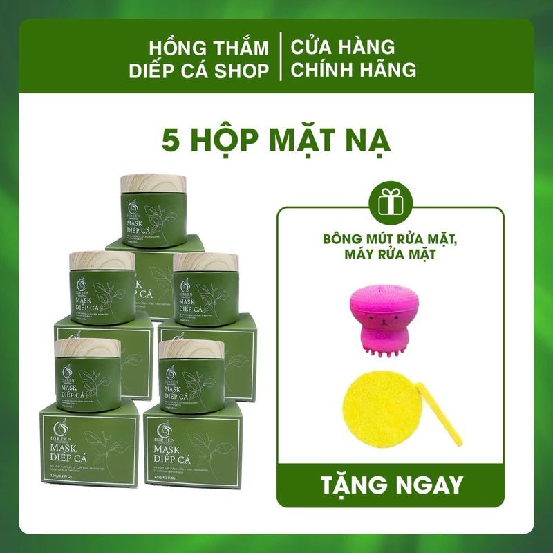 [TẶNG CỌ BẠCH TUỘC + BÔNG RỬA MẶT] - SỈ 5 HỘP MẶT NẠ DIẾP CÁ TƯƠI IGREEN - HỖ TRỢ CẢI THIỆN DA MỤN, DA THÂM, GIÚP DA MỀM MỊN, SE KHÍT LỖ CHÂN LÔNG, TRẮNG SÁNG CHẮC KHOẺ Skincare Cosmetics Women Nữ Làm Đẹp Da