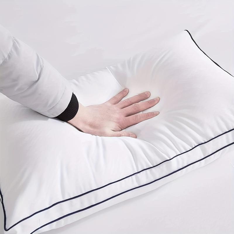 Product Introduction of 1pc Hotel Quality Gusseted Bed Pillow for Back, Stomach & Side Sleepers - Soft White Polyester with Black Piping, Machine Washable, Zipper Closure, Perfect for All Sleep Positions, Pillows for Sleeping 7