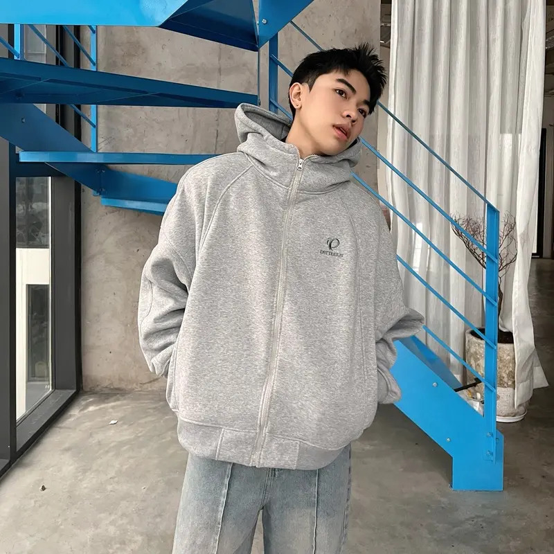 Áo Hoodie zip Nỉ Kéo Cổ Cao YC1996 - áo khoác dây kéo cổ cao thêu 6